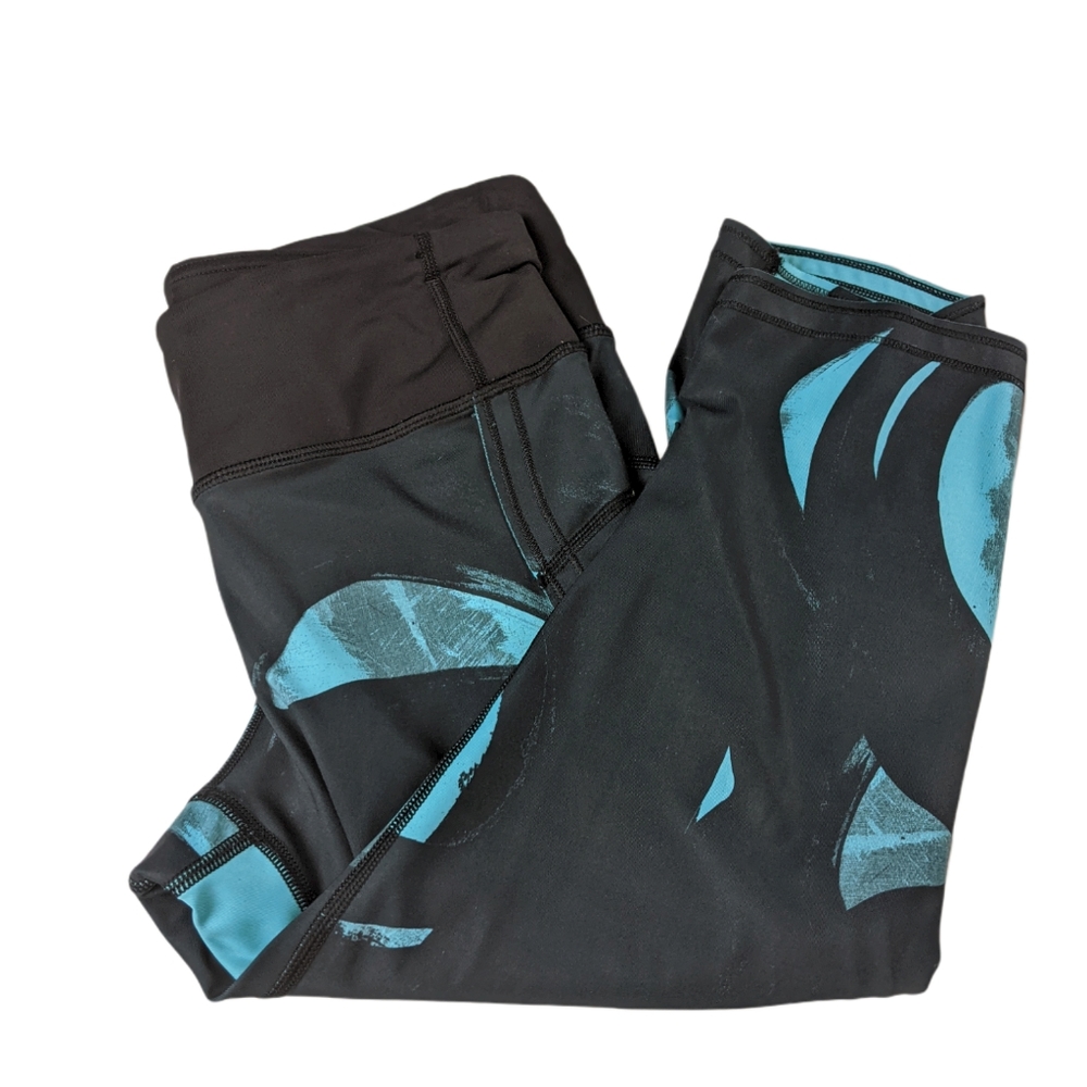 Lululemon Crop Tulip Hem Leggings Teal Pattern, 6